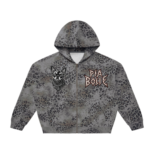 PIA BOLTE® PUNK DOG LEOPARD OVERSIZED ZIP HOODIE