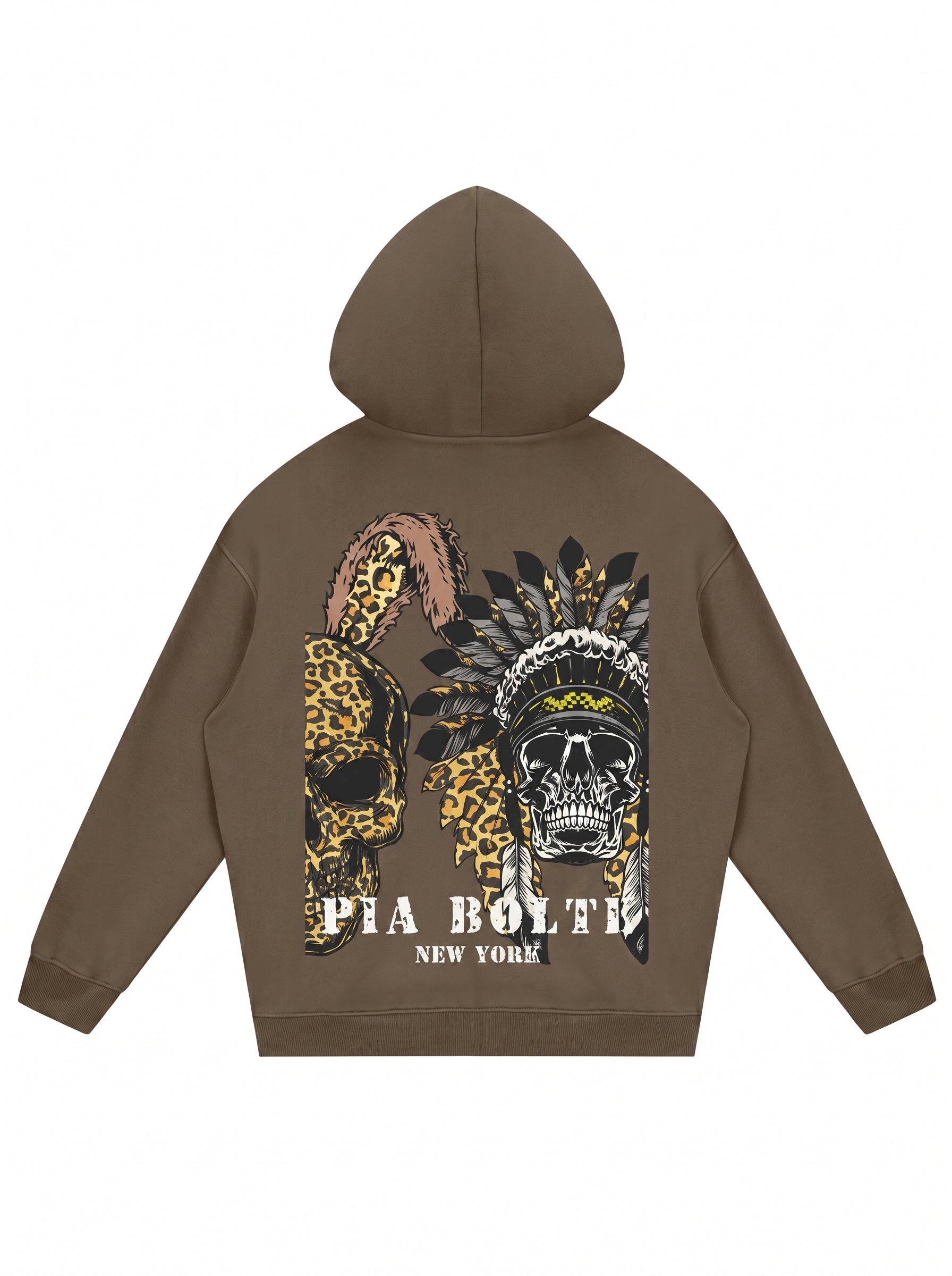 Hoodie brown LOVE Leostyle Skulls (unisex) - PIA BOLTE® COUTURE