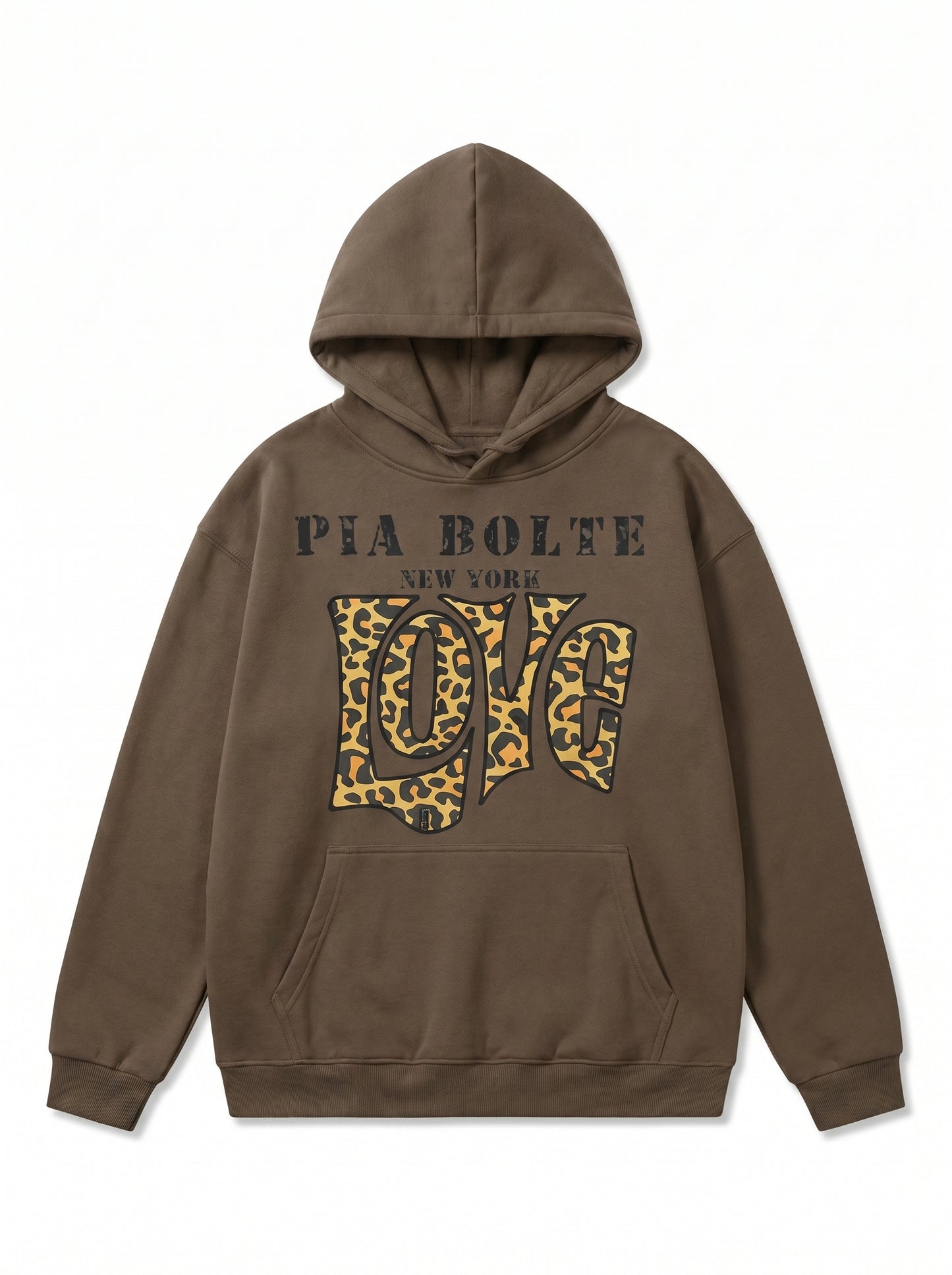 Hoodie brown LOVE Leostyle Skulls (unisex) - PIA BOLTE® COUTURE