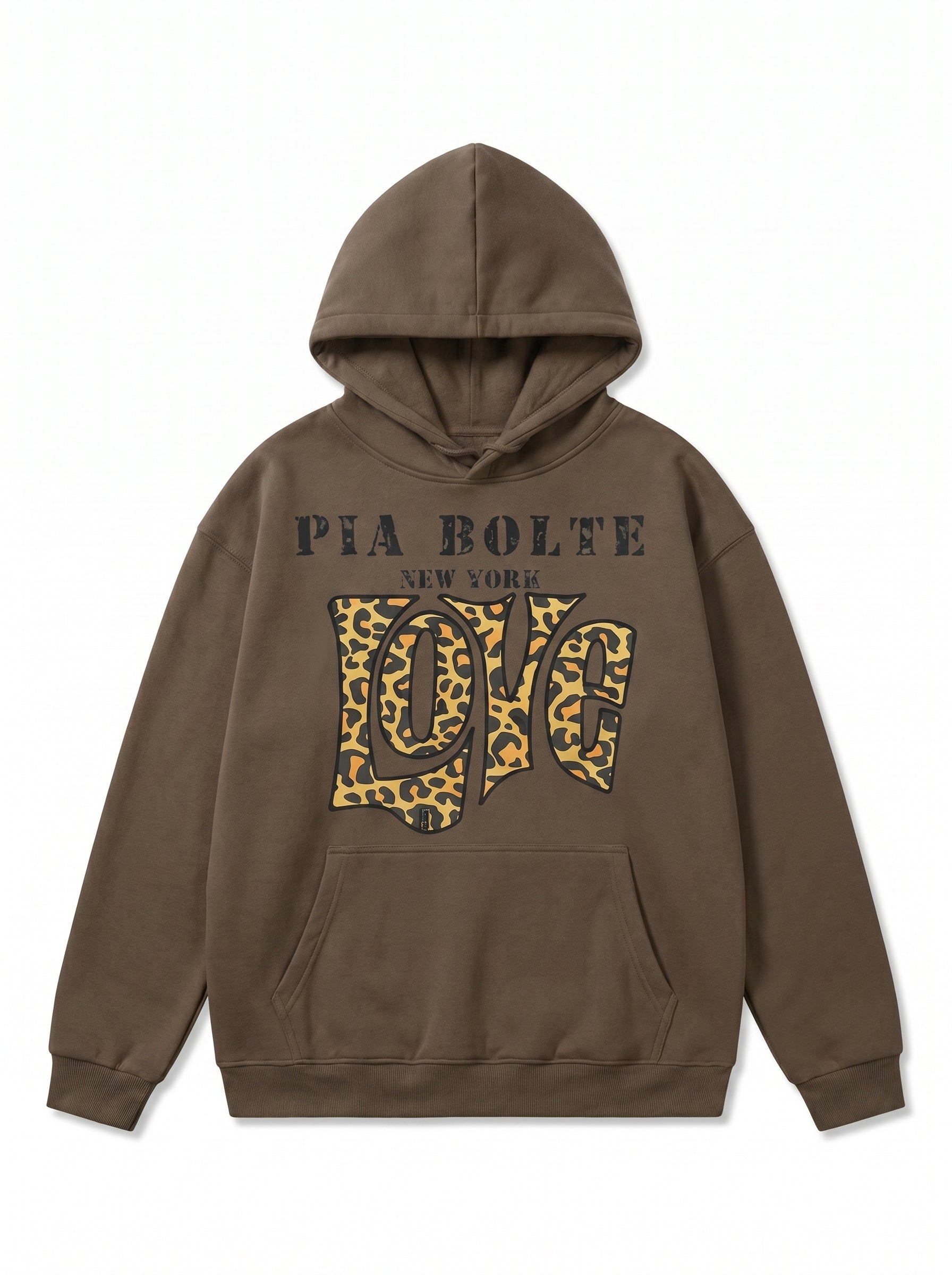 Hoodie brown LOVE Leostyle Skulls (unisex) - PIA BOLTE® COUTURE
