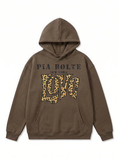 Hoodie brown LOVE Leostyle Skulls (unisex) - PIA BOLTE® COUTURE