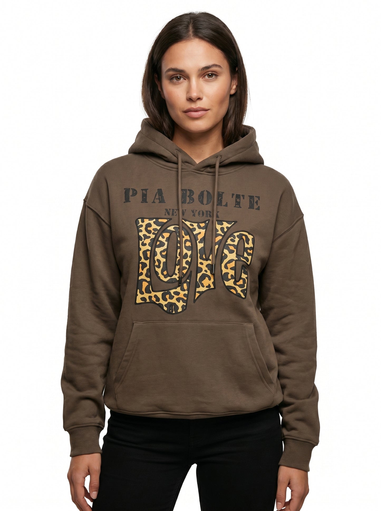 Hoodie brown LOVE Leostyle Skulls (unisex) - PIA BOLTE® COUTURE