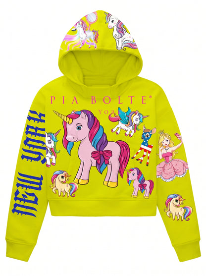 Hoodie CROP UNICORN & Dog - PIA BOLTE® COUTURE