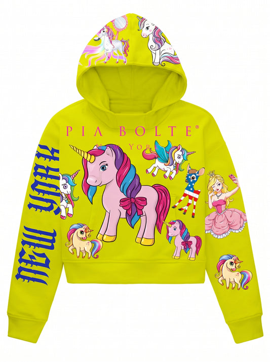 Hoodie CROP UNICORN & Dog - PIA BOLTE® COUTURE
