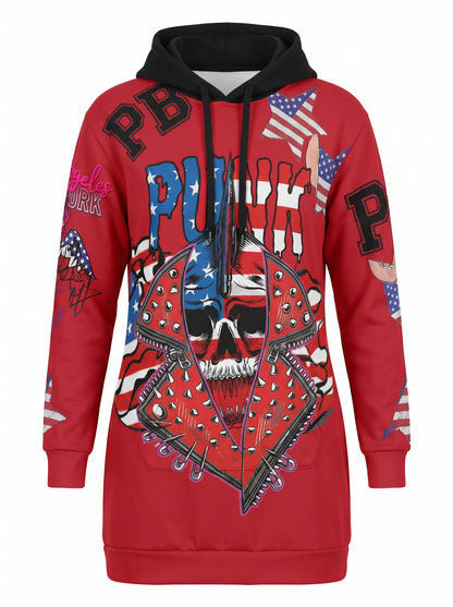 Hoodie long red FUN