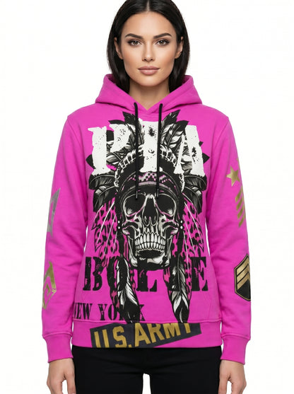 Hoodie pinky Skull Indian
