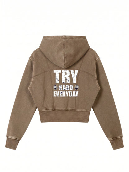 KILLERCLAW Cropped Zip Hoodie – Try Hard Everyday