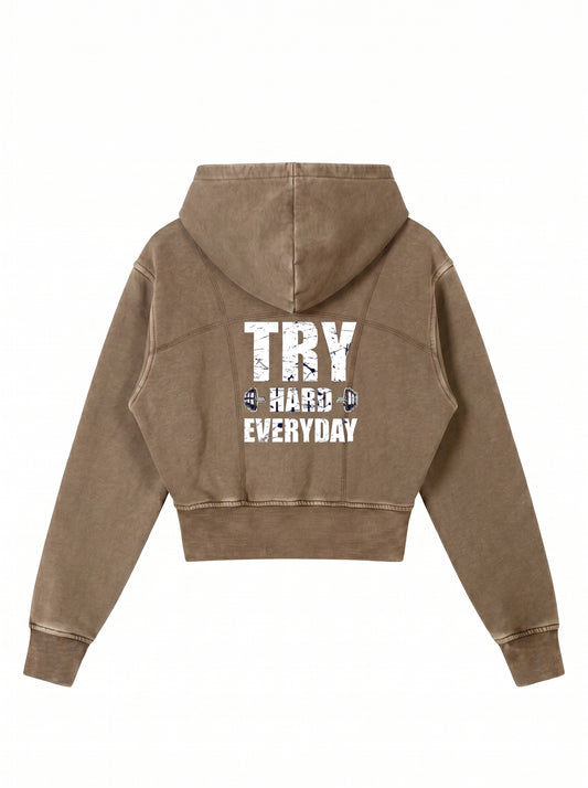 KILLERCLAW Cropped Zip Hoodie – Try Hard Everyday