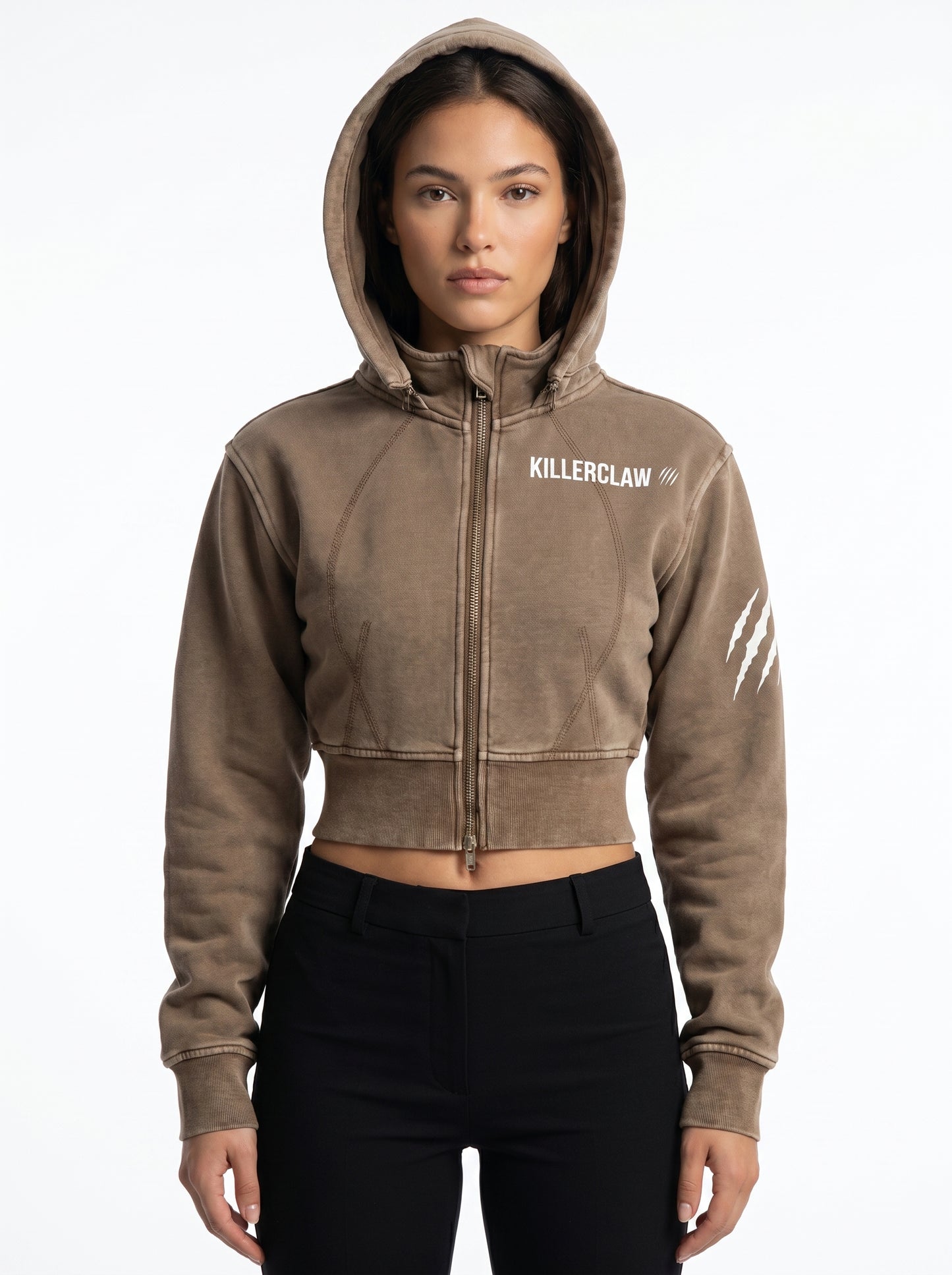 KILLERCLAW Cropped Zip Hoodie – Try Hard Everyday