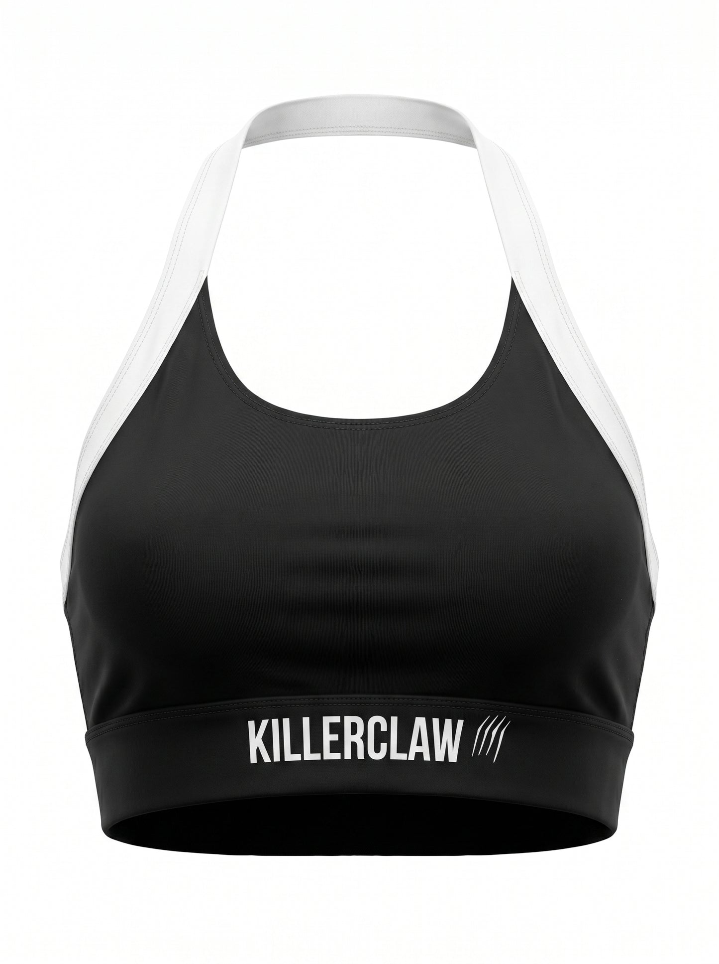 KILLERCLAW® Halter Sculpt Sports Bra – Black & White