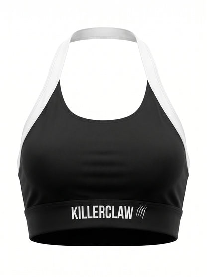 KILLERCLAW® Halter Sculpt Sports Bra – Black & White