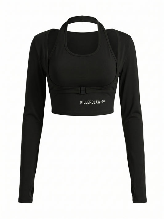 KILLERCLAW® Long Sleeve Crop Top Black
