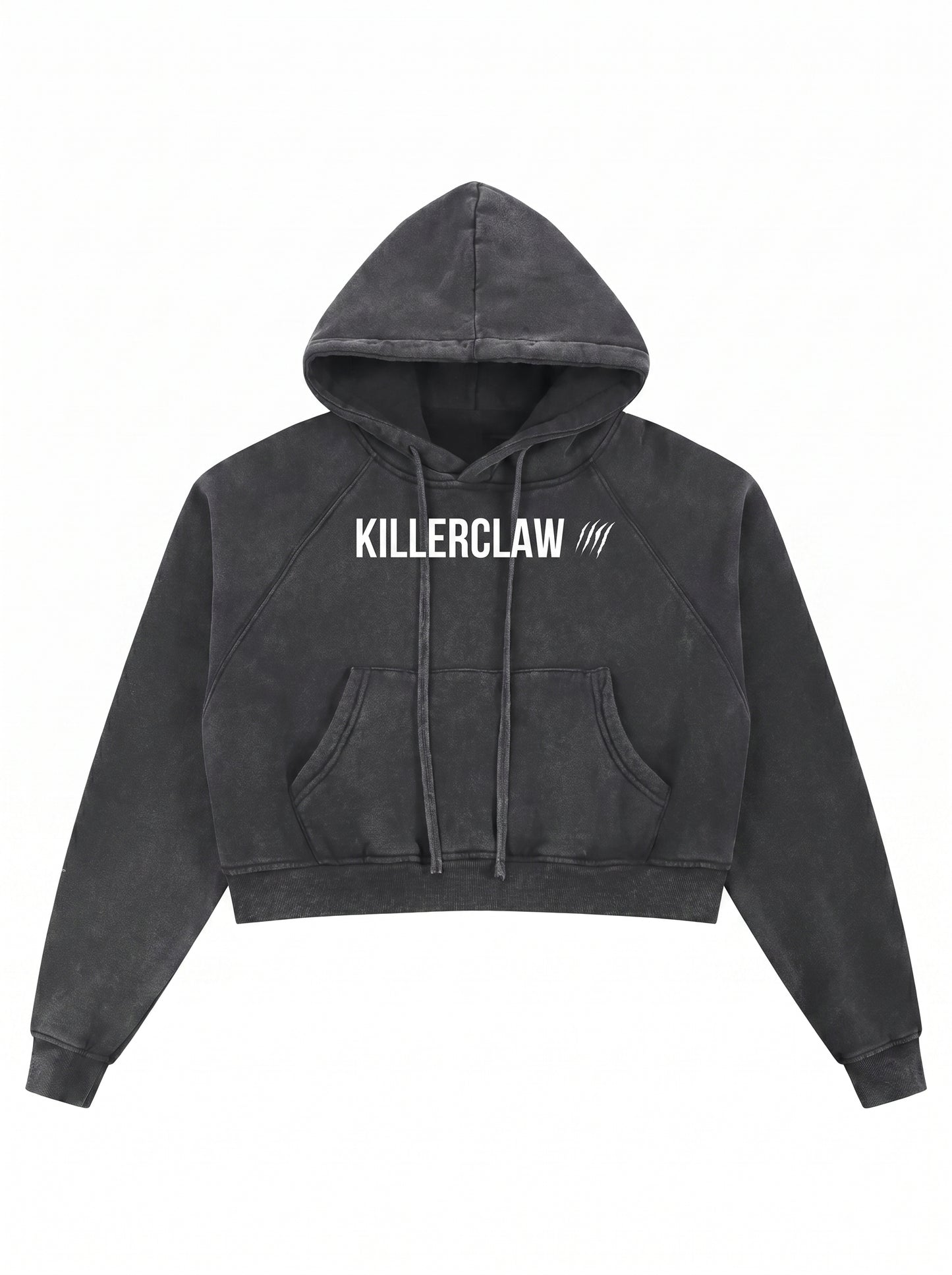KILLERCLAW® Snow Washed Cropped Hoodie – NO FEAR. NO LIMITS.