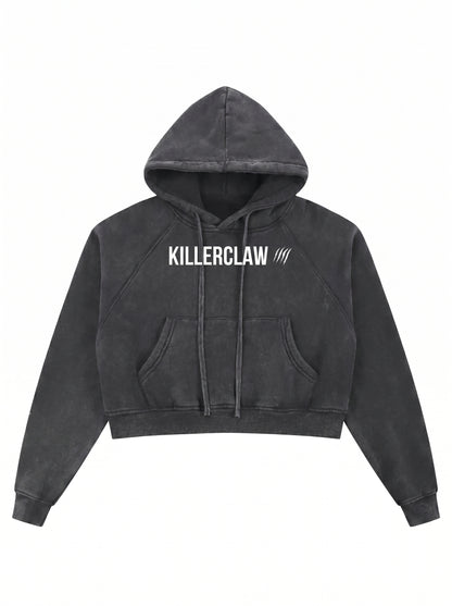 KILLERCLAW® Snow Washed Cropped Hoodie – NO FEAR. NO LIMITS.
