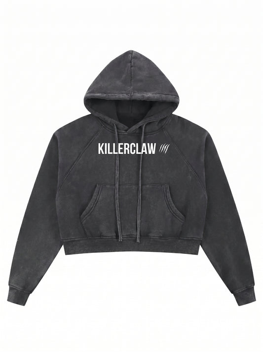 KILLERCLAW® Snow Washed Cropped Hoodie – NO FEAR. NO LIMITS.