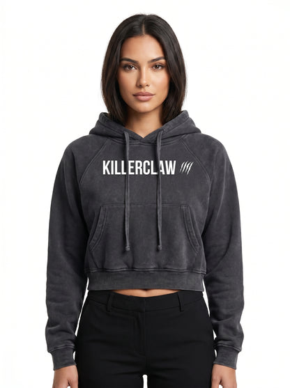 KILLERCLAW® Snow Washed Cropped Hoodie – NO FEAR. NO LIMITS.
