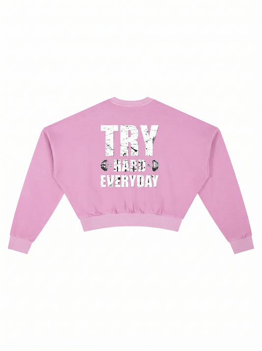 KILLERCLAW® TRY HARD EVERYDAY – Cropped Sweatshirt