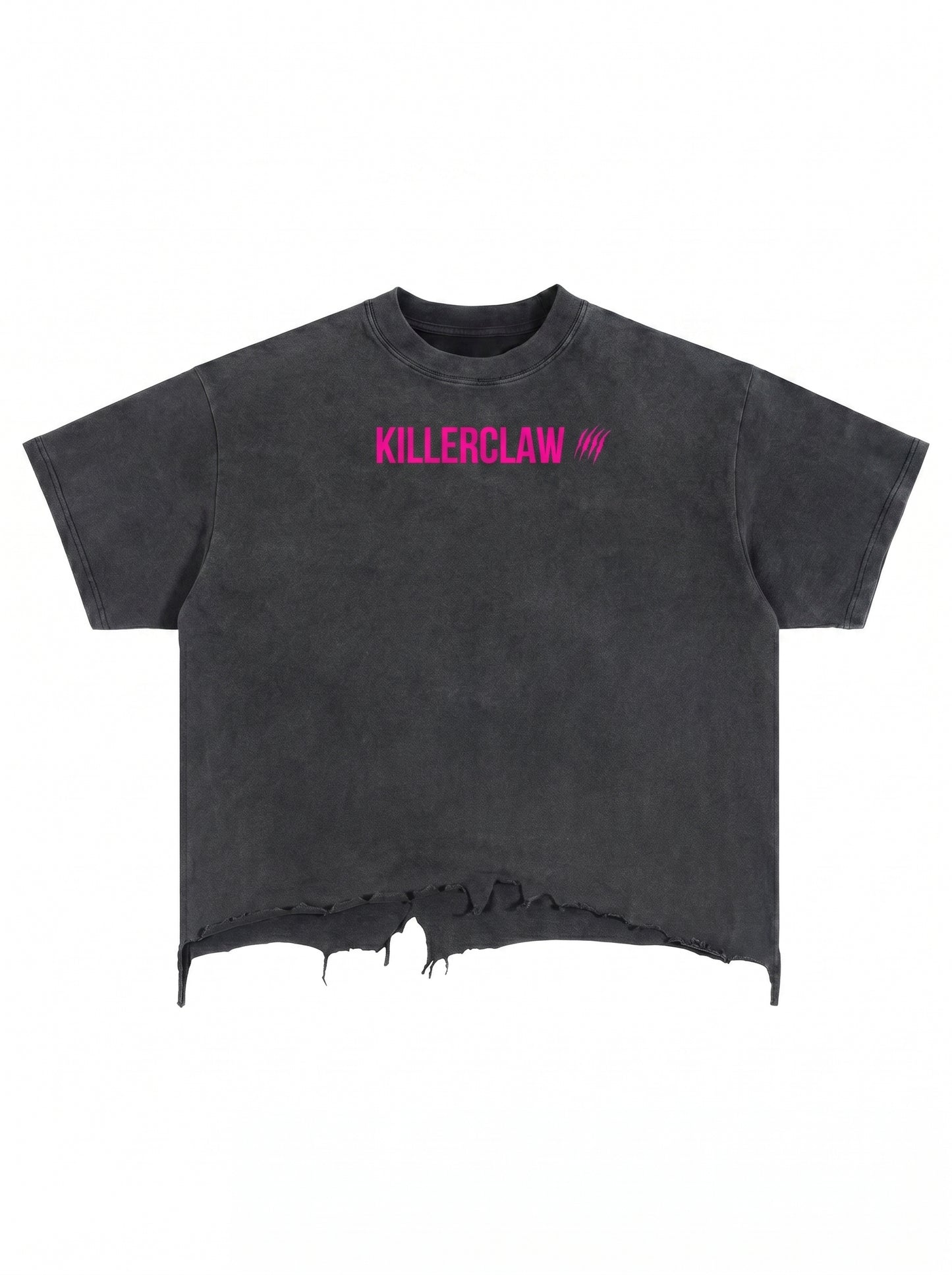 KILLERCLAW® Vintage Wash Boxy Distressed T-Shirt – Neon Killer Edition