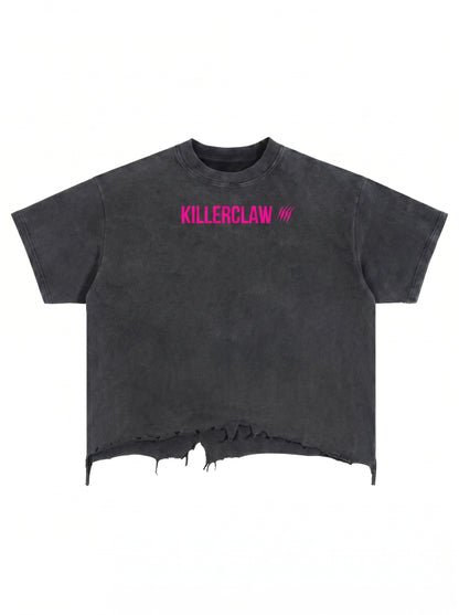 KILLERCLAW® Vintage Wash Boxy Distressed T-Shirt – Neon Killer Edition