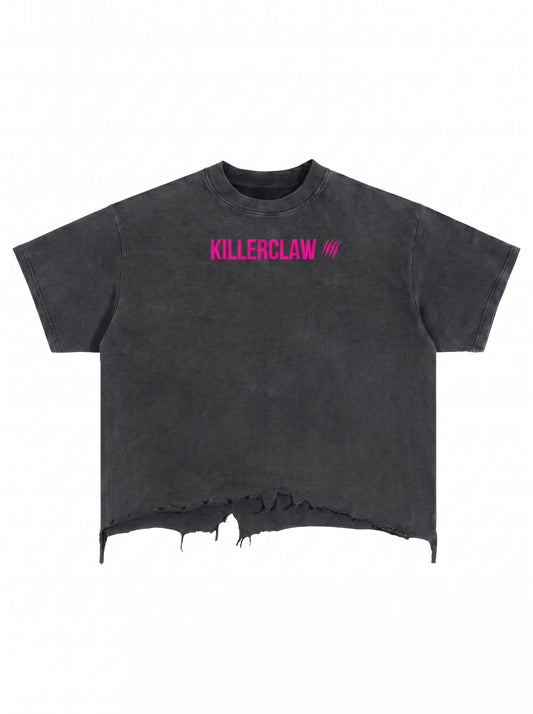 KILLERCLAW® Vintage Wash Boxy Distressed T-Shirt – Neon Killer Edition