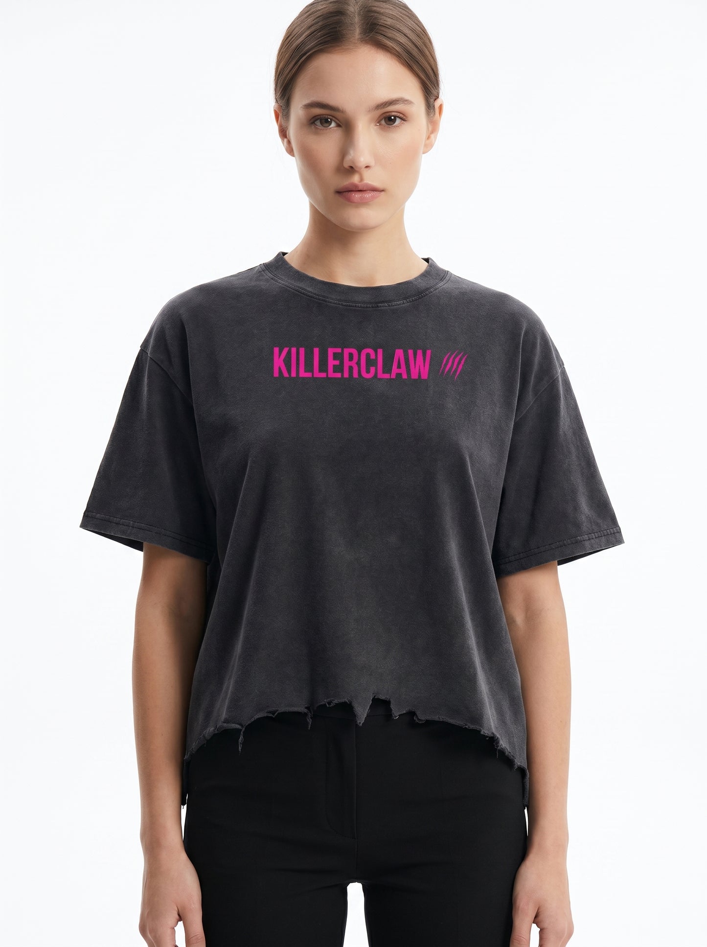 KILLERCLAW® Vintage Wash Boxy Distressed T-Shirt – Neon Killer Edition