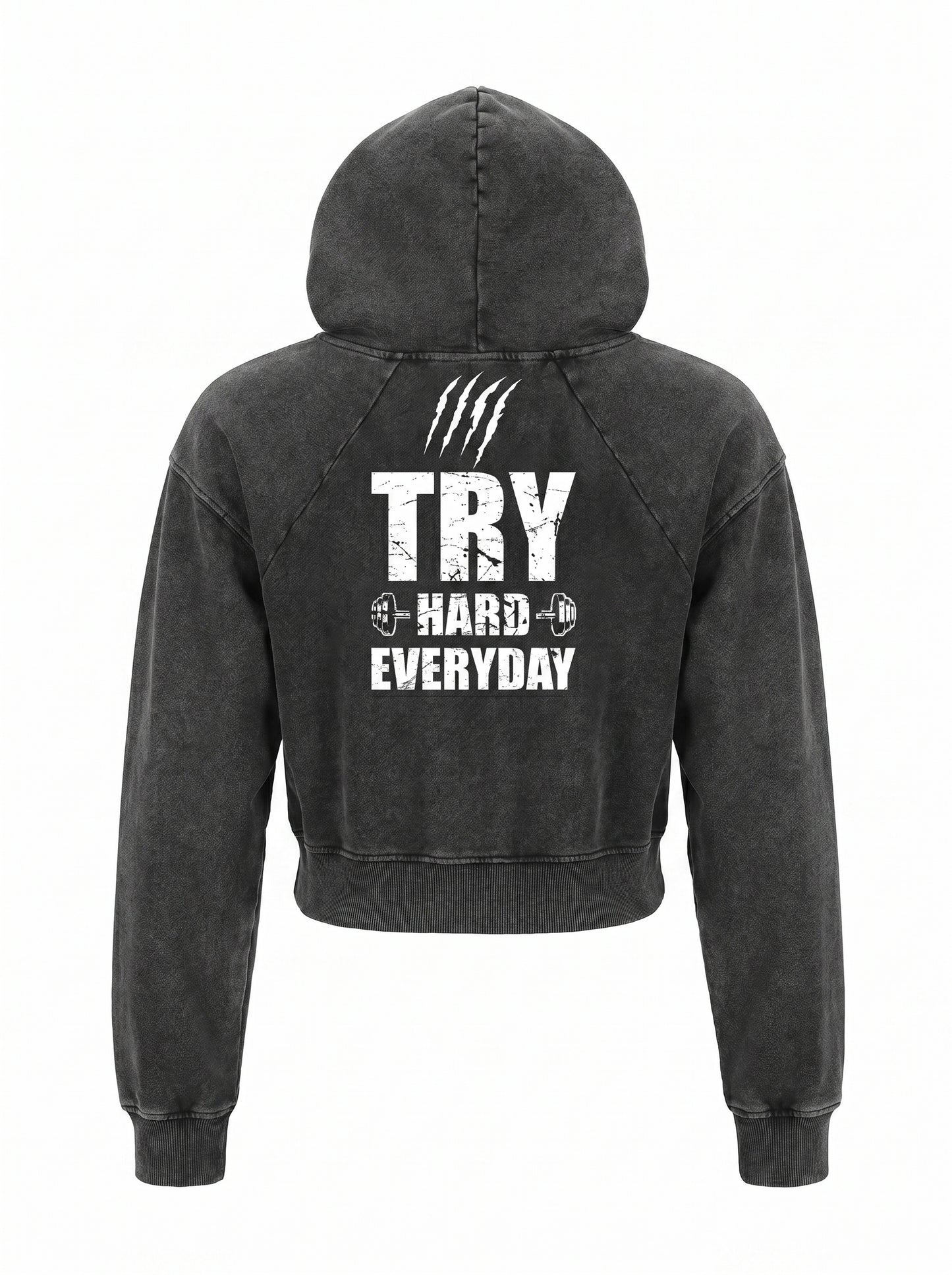 KILLERCLAW® Vintage Washed Hoodie crop – TRY HARD Everyday