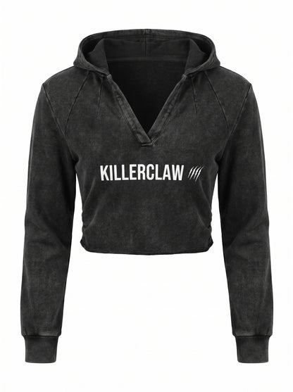 KILLERCLAW® Vintage Washed Hoodie crop – TRY HARD Everyday