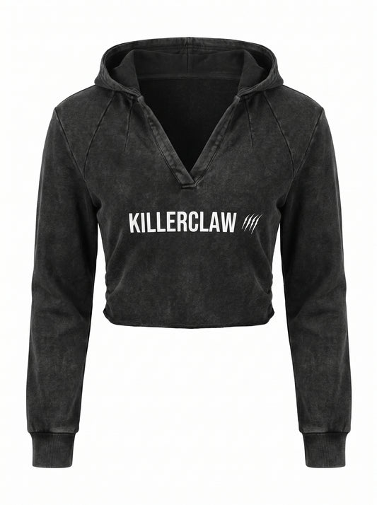 KILLERCLAW® Vintage Washed Hoodie crop – TRY HARD Everyday