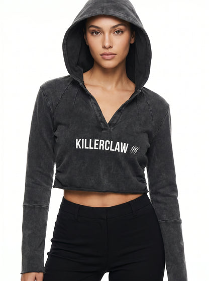 KILLERCLAW® Vintage Washed Hoodie crop – TRY HARD Everyday