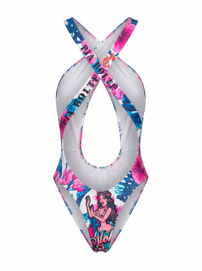 PIA BOLTE® Badeanzug mit Cut-Outs - Pink Aloha Summer - PIA BOLTE® COUTURE