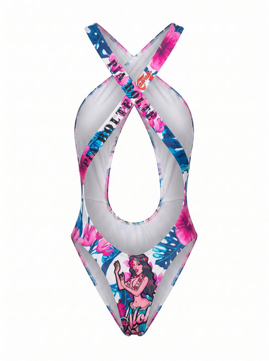 PIA BOLTE® Badeanzug mit Cut-Outs - Pink Aloha Summer - PIA BOLTE® COUTURE