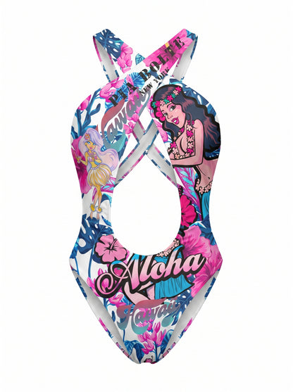 PIA BOLTE® Badeanzug mit Cut-Outs - Pink Aloha Summer - PIA BOLTE® COUTURE