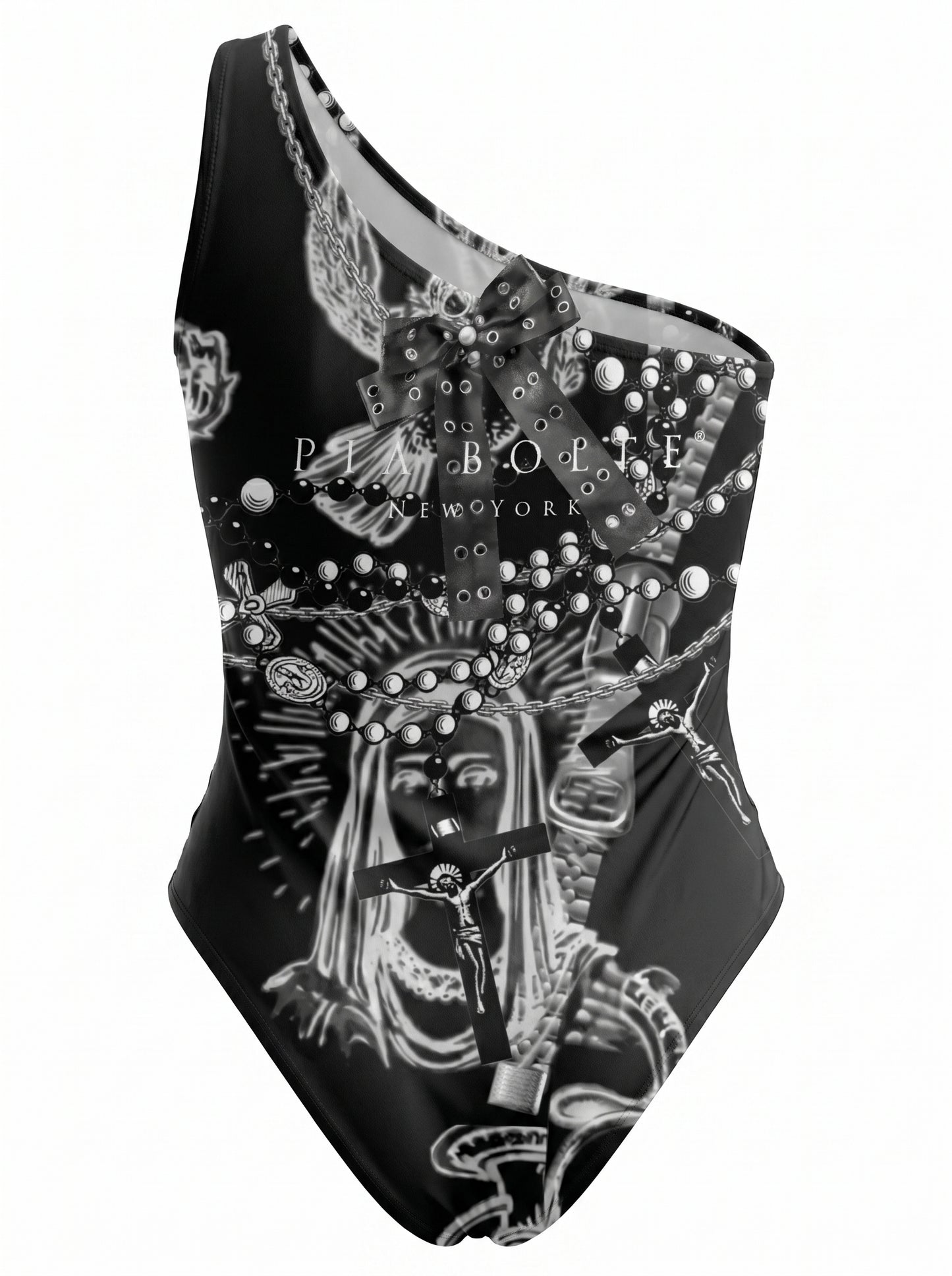 PIA BOLTE® Bodysuit – Rockstar Pray One Shoulder Statement