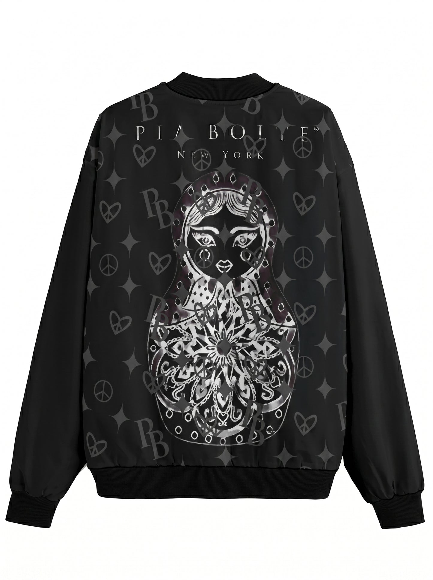 PIA BOLTE® Bomberjacke - Black & White Matroschka Style PB Hologram - PIA BOLTE® COUTURE