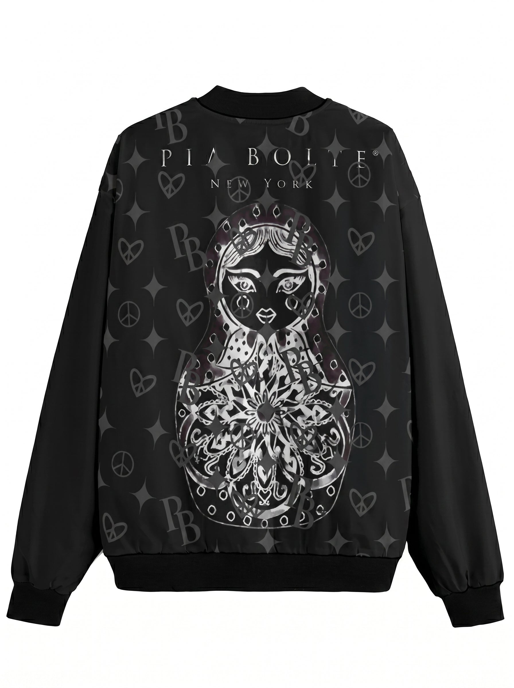 PIA BOLTE® Bomberjacke - Black & White Matroschka Style PB Hologram - PIA BOLTE® COUTURE