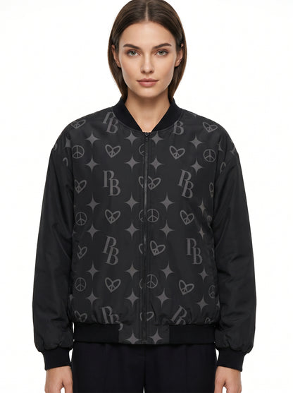 PIA BOLTE® Bomberjacke - Black & White Matroschka Style PB Hologram - PIA BOLTE® COUTURE