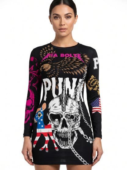 PIA BOLTE® Dark Rebel Mini Dress – Punk Skull