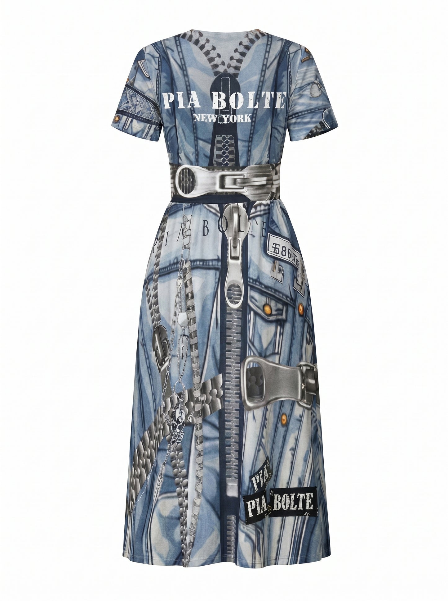 PIA BOLTE® Denim Look Flow Dress – Structured Midi Look