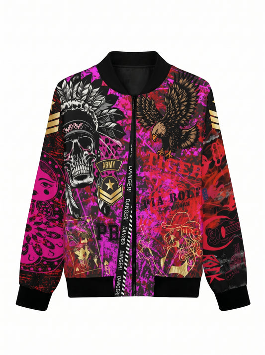 PIA BOLTE® Electric Fuchsia Indianer Bomber Jacket