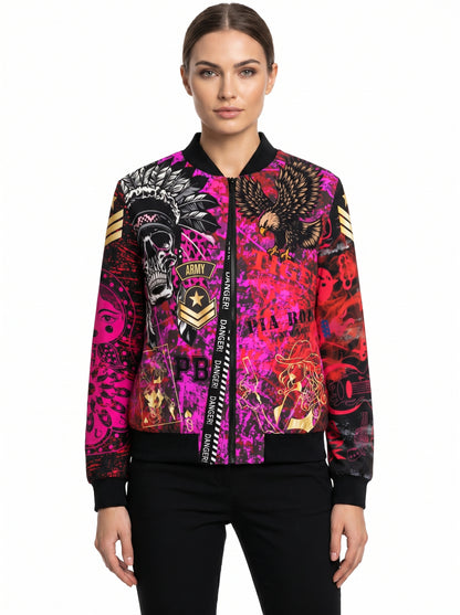 PIA BOLTE® Electric Fuchsia Indianer Bomber Jacket