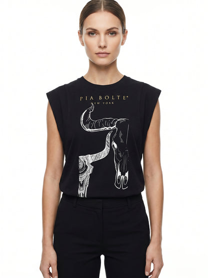 PIA BOLTE® Horn Skull Tank – Minimal Statement Shirt