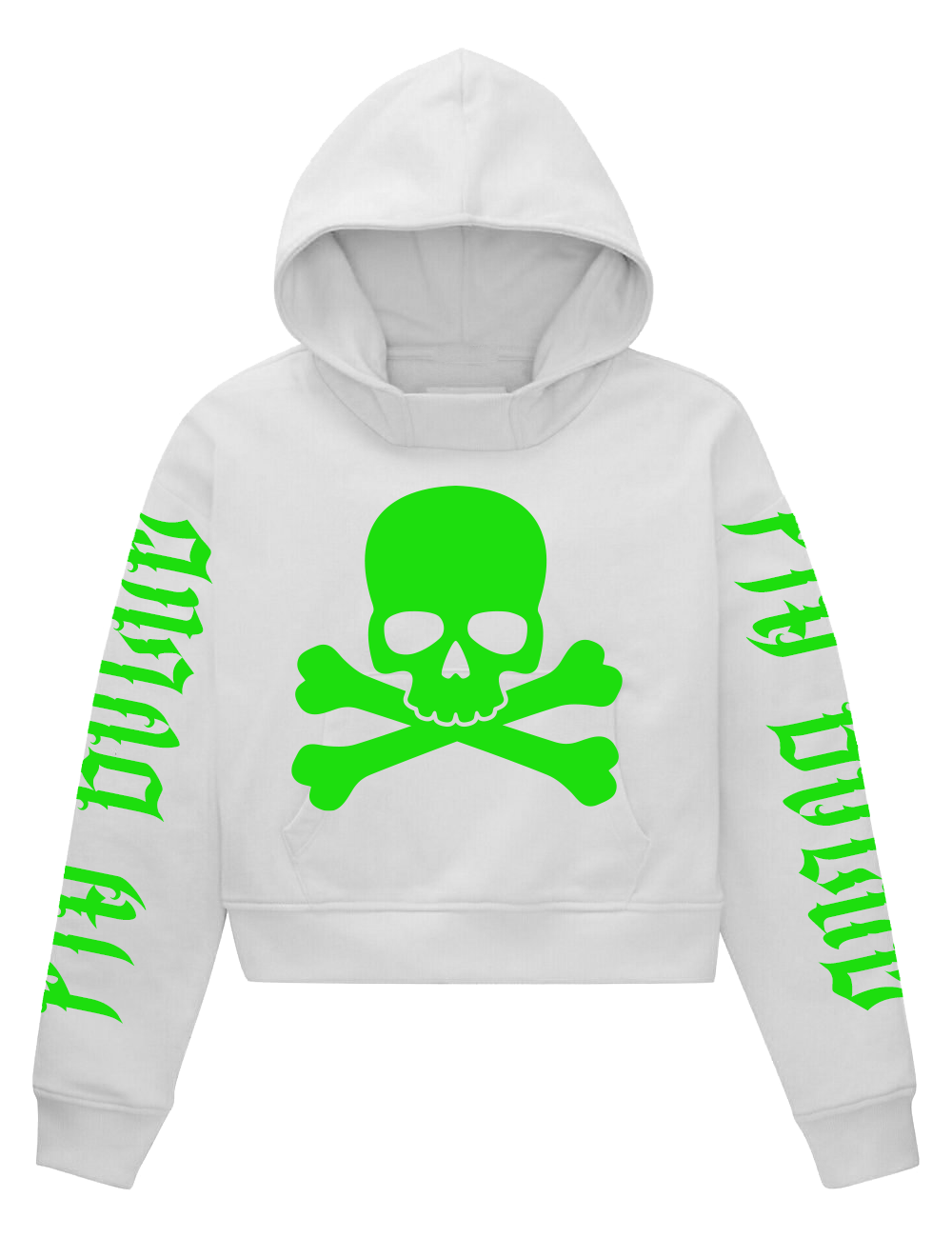 Crop Hoodie Skull (gold, neon pink, green, blue)