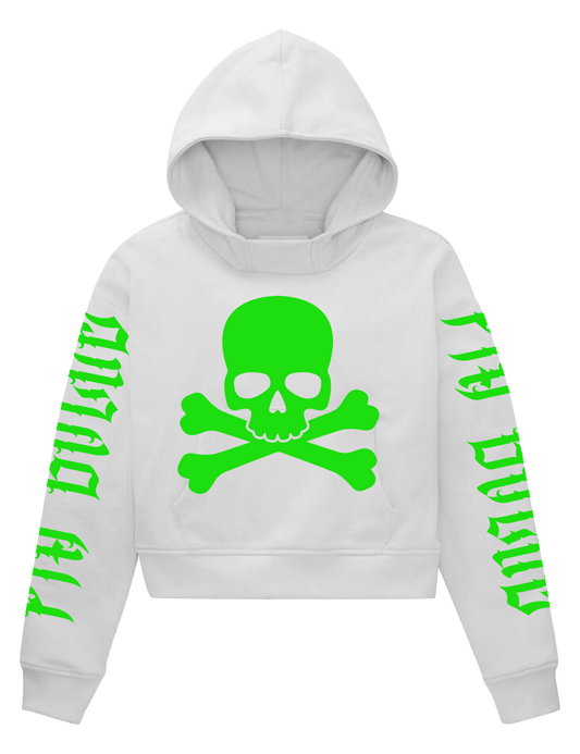 Crop Hoodie Skull (gold, neon pink, green, blue)