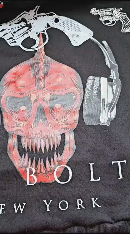 Hoodie CROP Skull DJ & unicorn