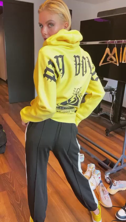 Hoodie "how to look expensive" yellow black