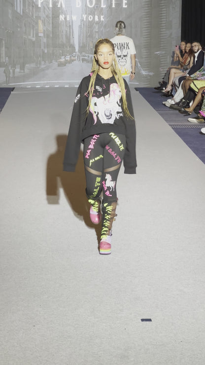 Hoodie CROP Skull DJ & unicorn