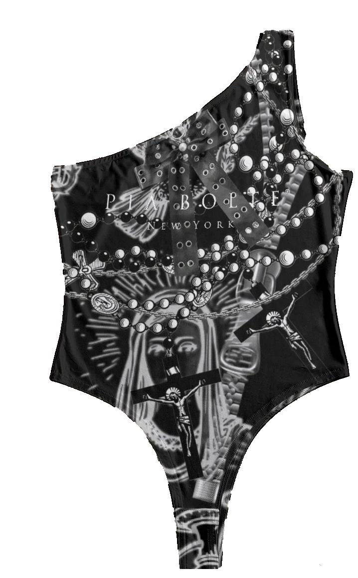 PIA BOLTE® Bodysuit – Rockstar Pray One Shoulder Statement - PIA BOLTE® COUTURE