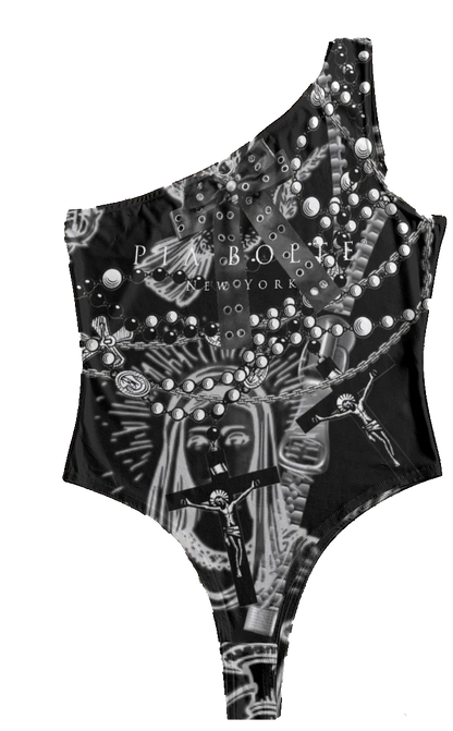 PIA BOLTE® Bodysuit – Rockstar Pray One Shoulder Statement - PIA BOLTE® COUTURE