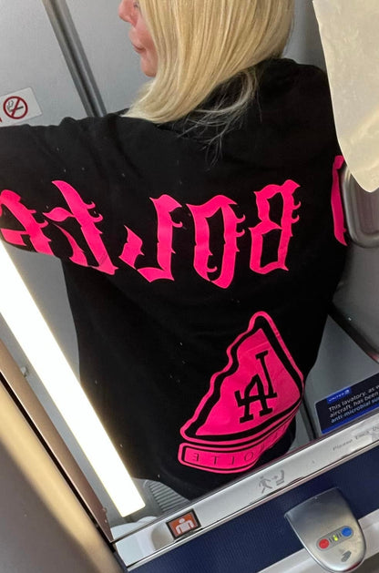 Hoodie LA black neon pink