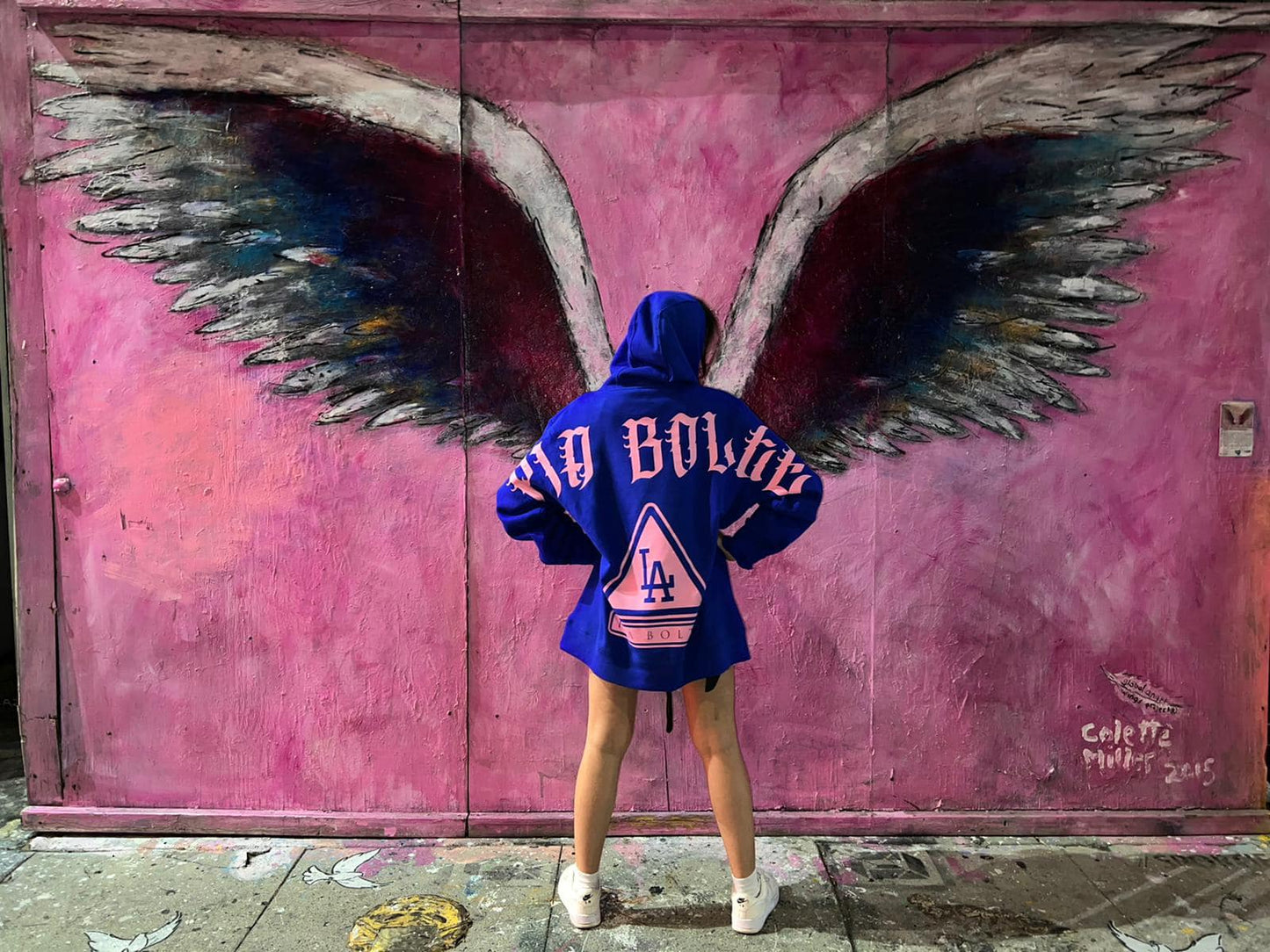 Hoodie LA blue, purple, white